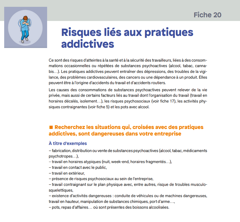 Ajout des risques liés aux pratiques addictives dans l’ED 840 de l’INRS