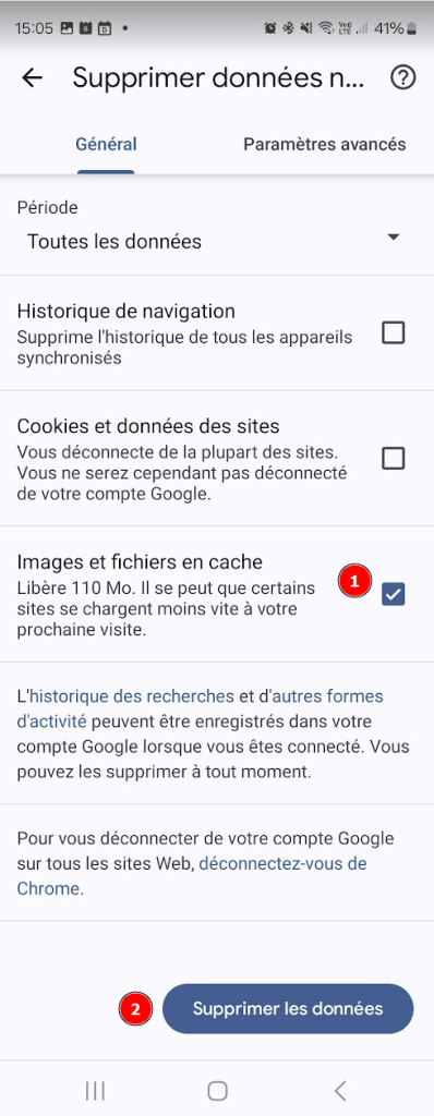 cache chrome android